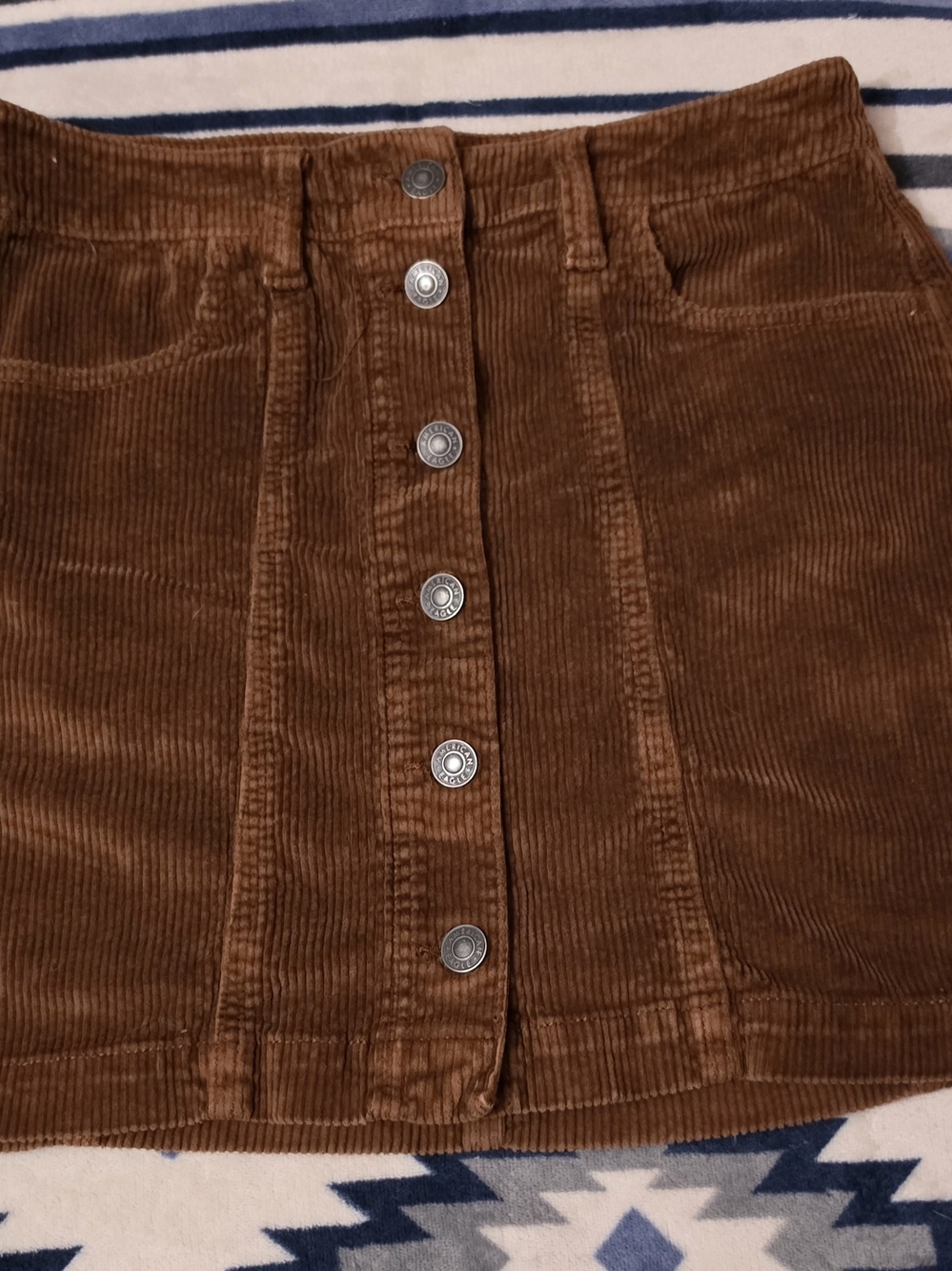 American Eagle Outfitters Brown Corduroy Button-Front Skirt